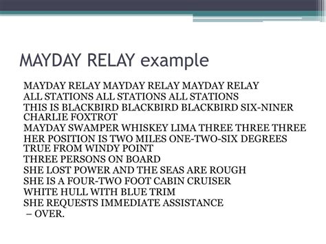 Mayday relay ne demek